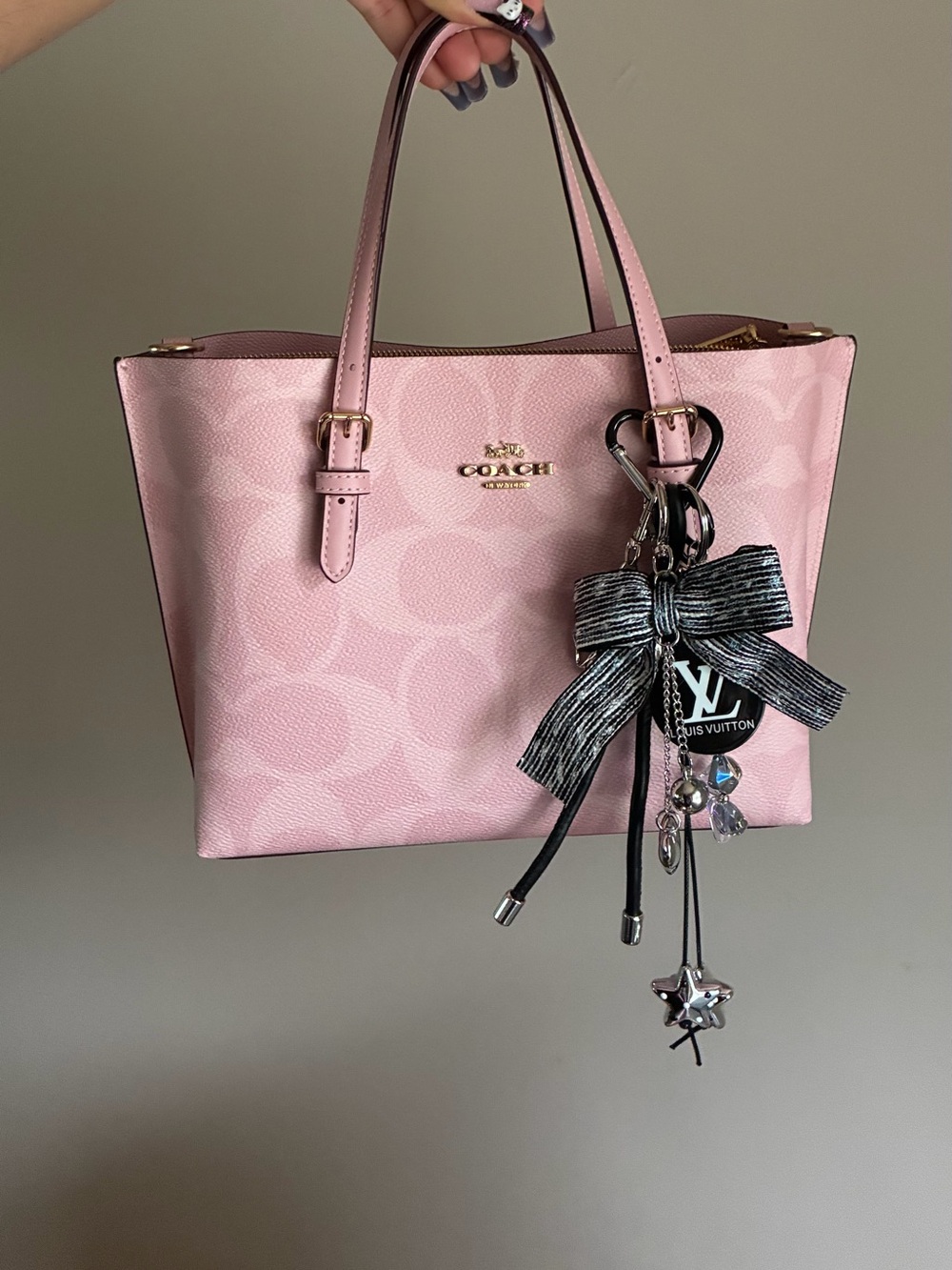 Black & Silver Bow Keychain Cluster Bag Charm